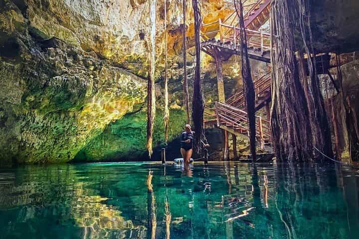 Quick Getaway Cave Expedition and Cenotes Swim from Merida