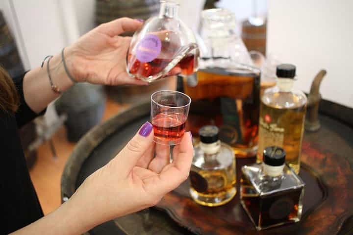 Liquer tasting in Polykala's Distillery Show Room in Athens