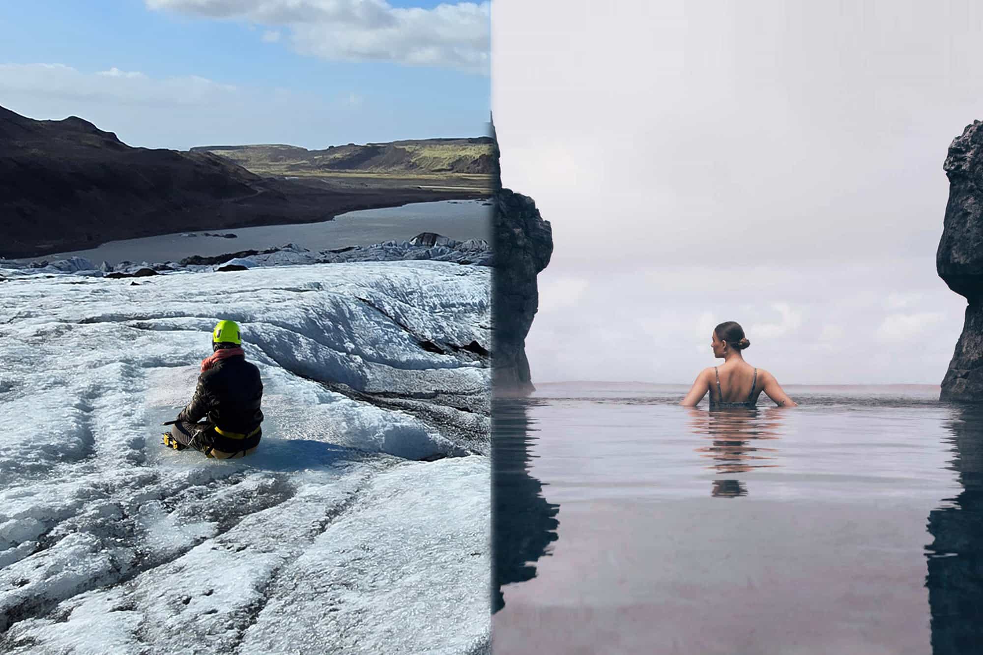Glacier Hike, South Coast Waterfalls, Black Sand Beach and Sky Lagoon 