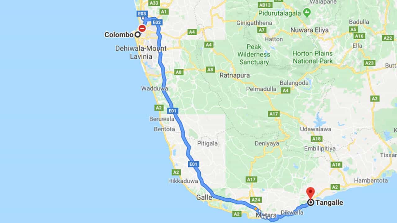 Colombo City to Tangalle City Private Transfer