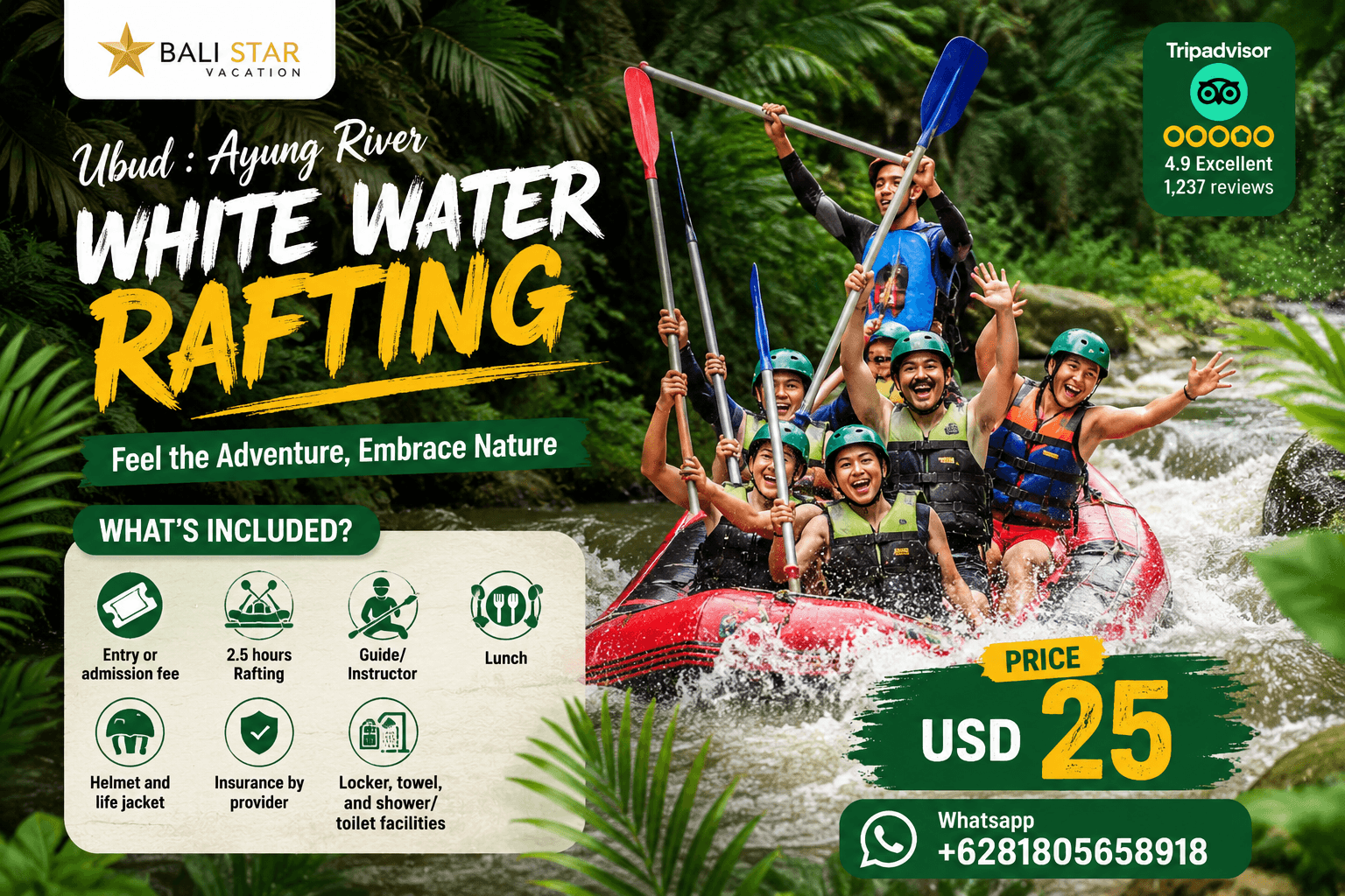 Ubud : Ayung River White Water Rafting
