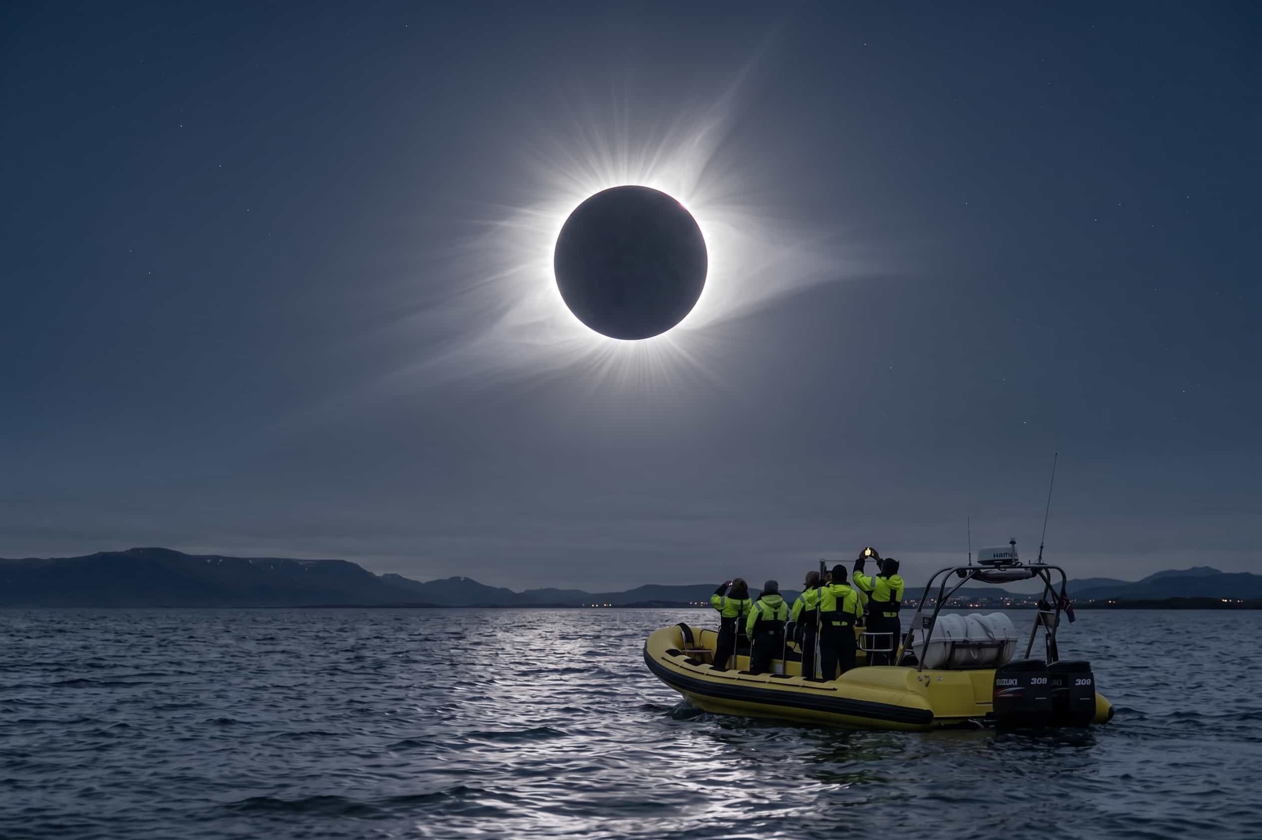 Solar Eclipse by RIB Speedboat from Reykjavík