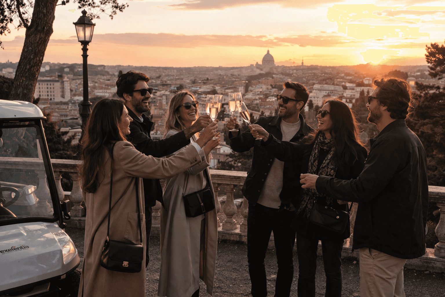Private Rome Highlights & Sunset Champagne by Golf Cart