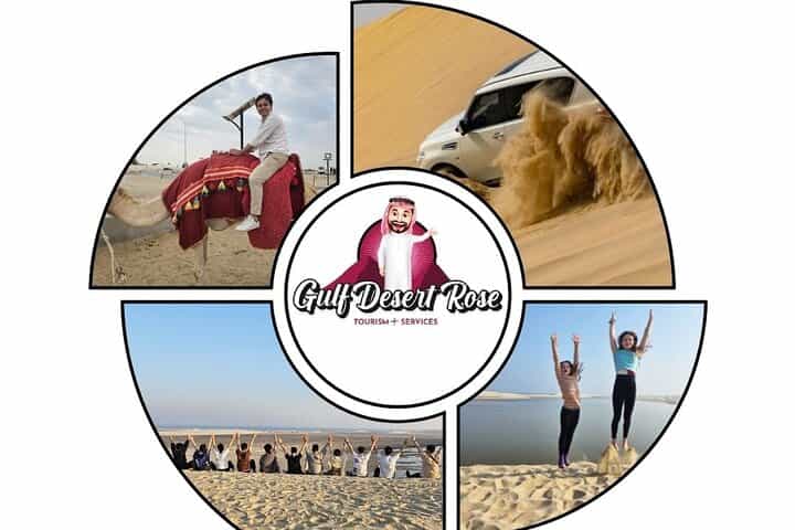 Doha private/shared/ safari camel falcon sandboarding inland sea.