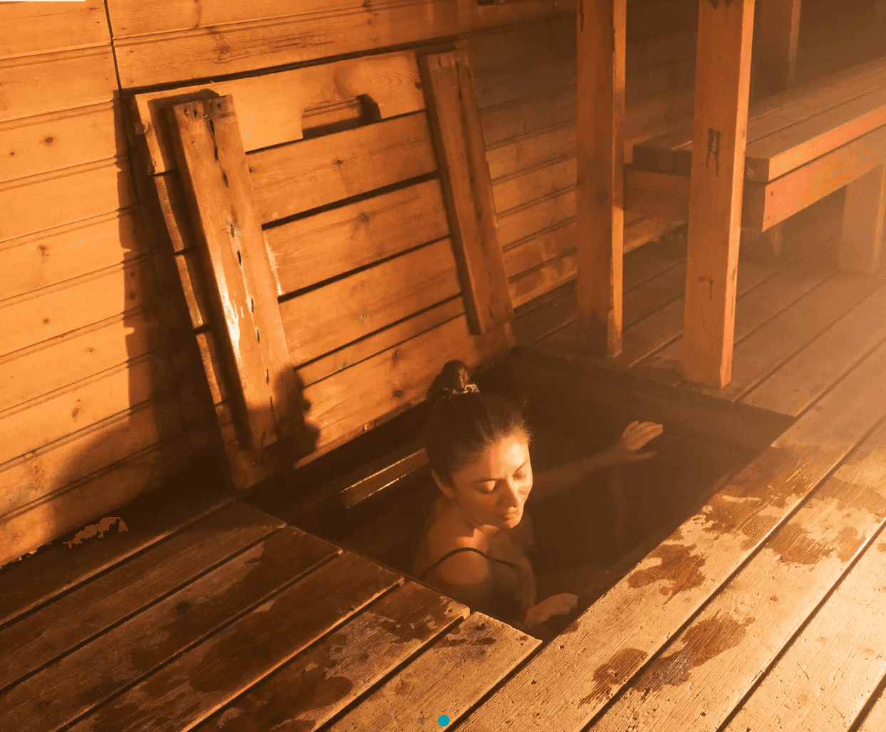 Wood-fired sauna with ice bath on the ice lake