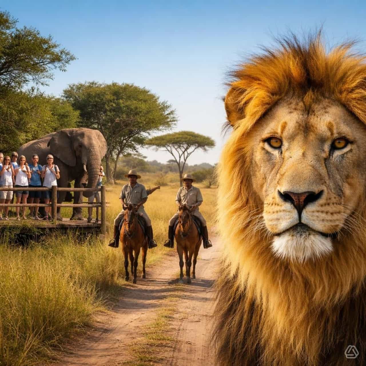 Elephant enrichment, Horseback Safari & Lion Exploration Tour