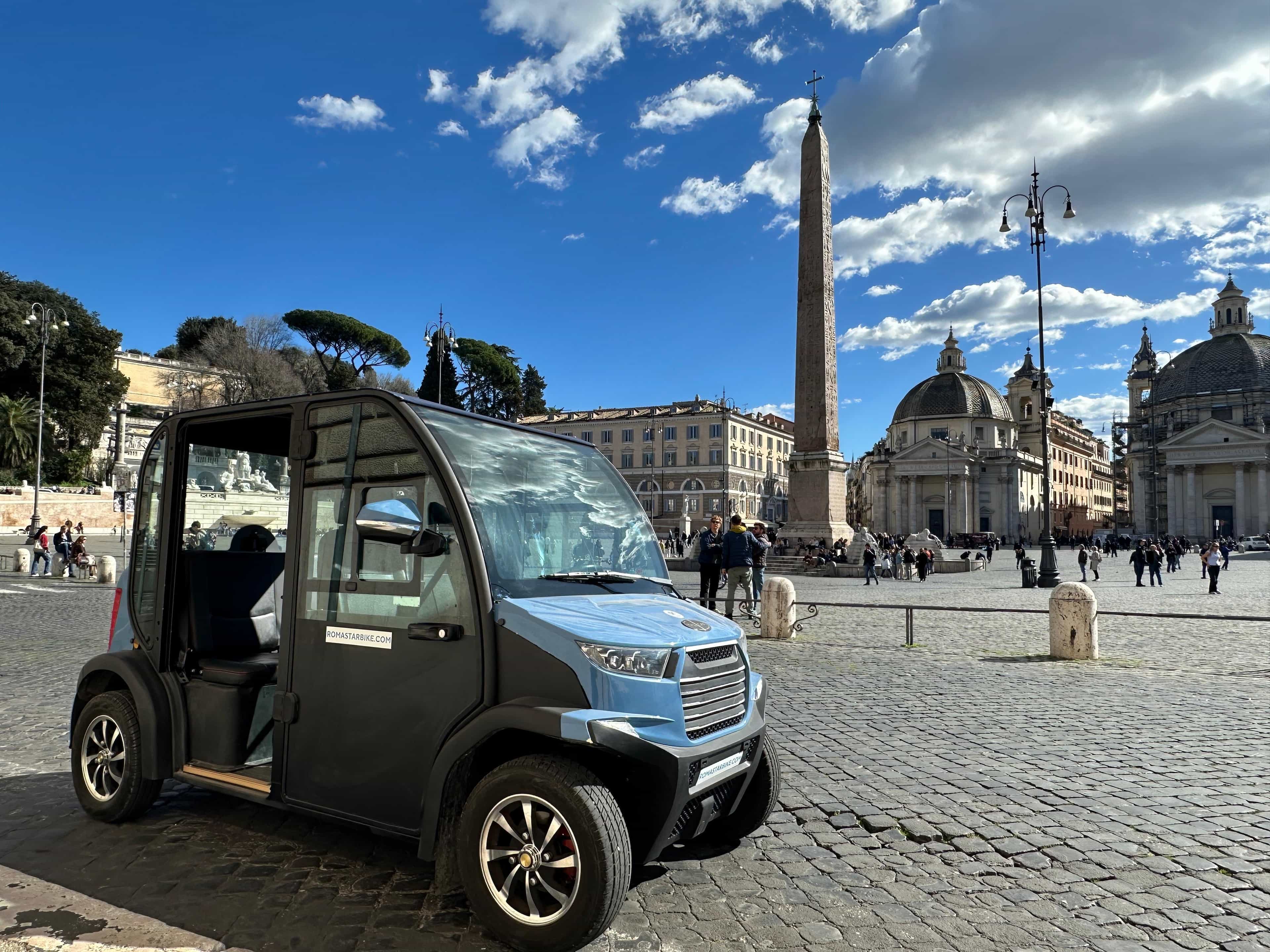One-Day WOW Private Experience with Biking, Lunch, Golf Cart Tour, VIP Colosseum Access and Rooftop Aperitivo