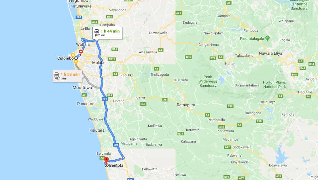 Bentota City to Colombo City Private Transfer