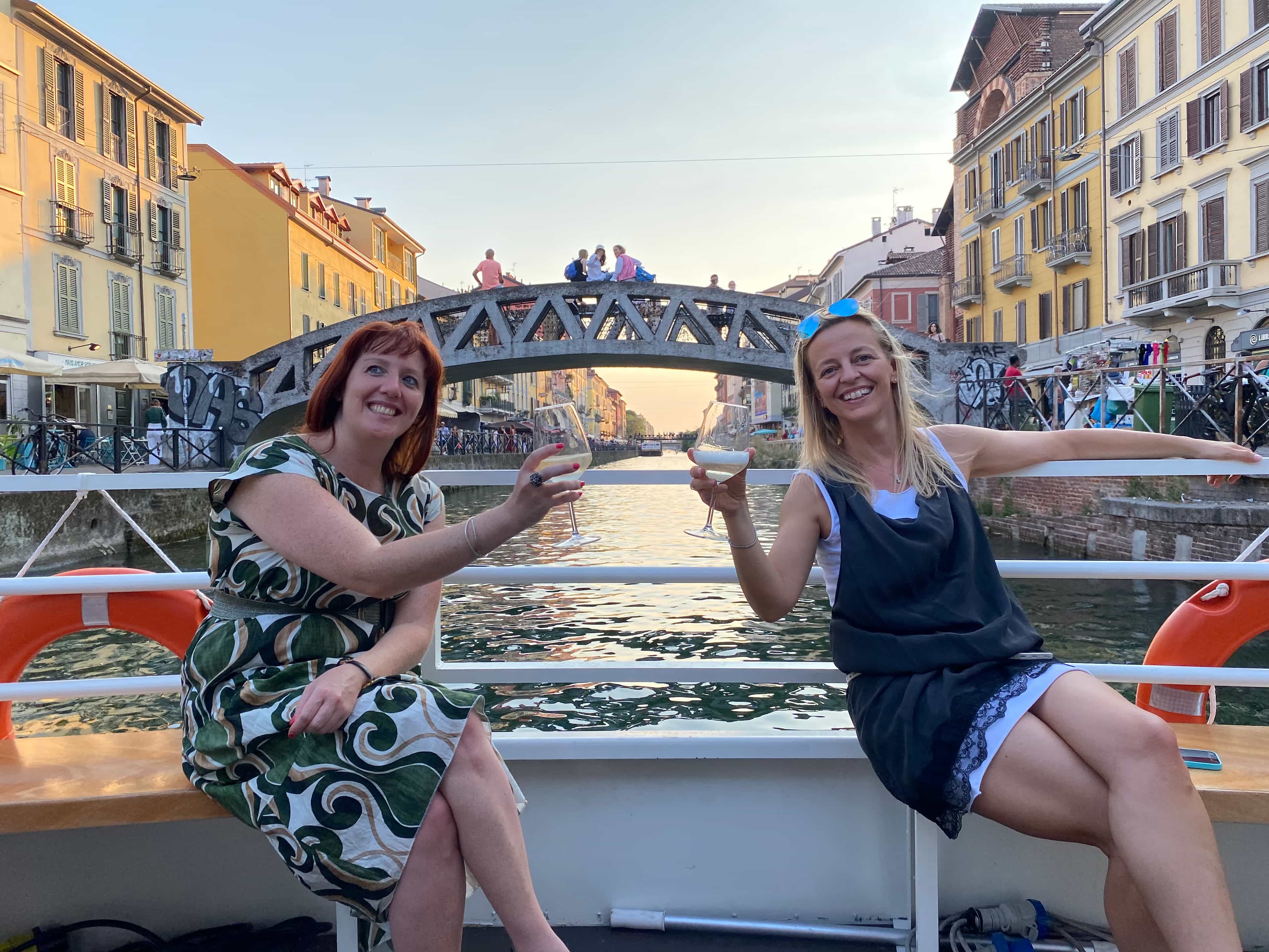 Drinks and fingerfood on a Boat on the Navigli in Milan