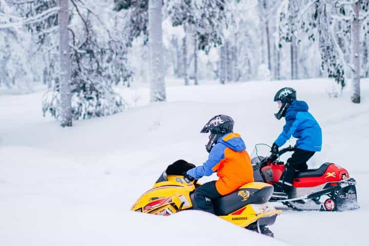 Family Snowmobile Safari from Levi with Hot Drinks & Kids Snowmobile Experience