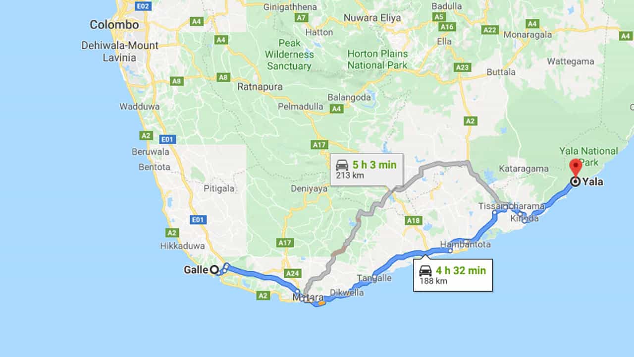 Galle City to Yala City Private Transfer