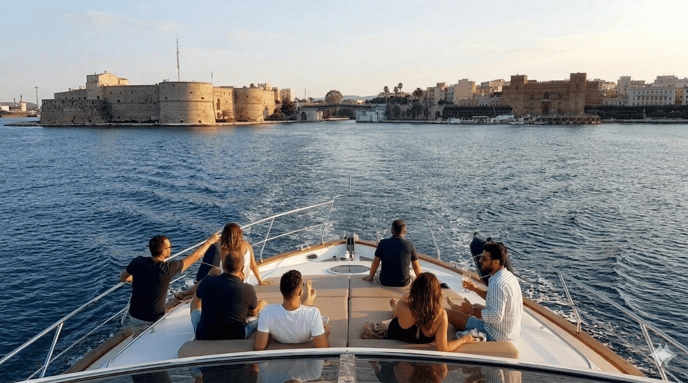 Taranto: Ionian Boat Tour with Aperitif and Drinks (3.5 hours)