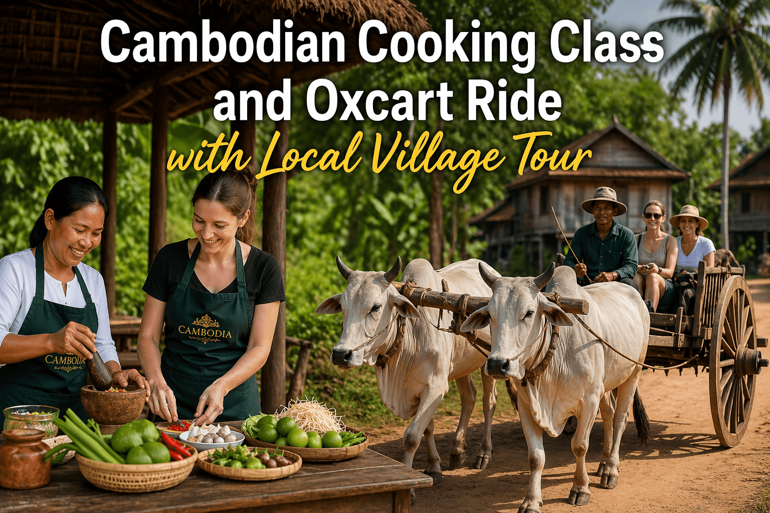 Cambodian Cooking Class and Oxcart Ride with Local Village Tour 