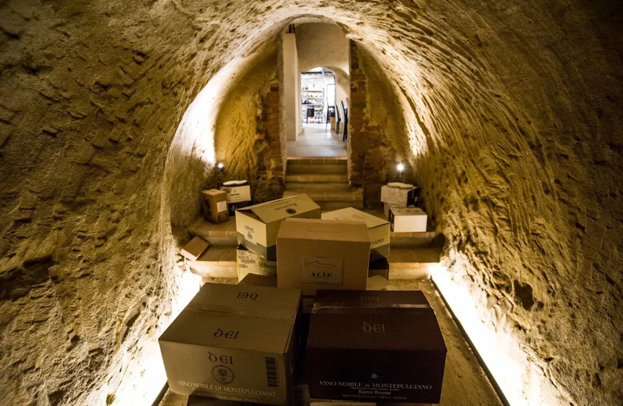 Wine Tasting with Food in a Stone Cellar in Montepulciano