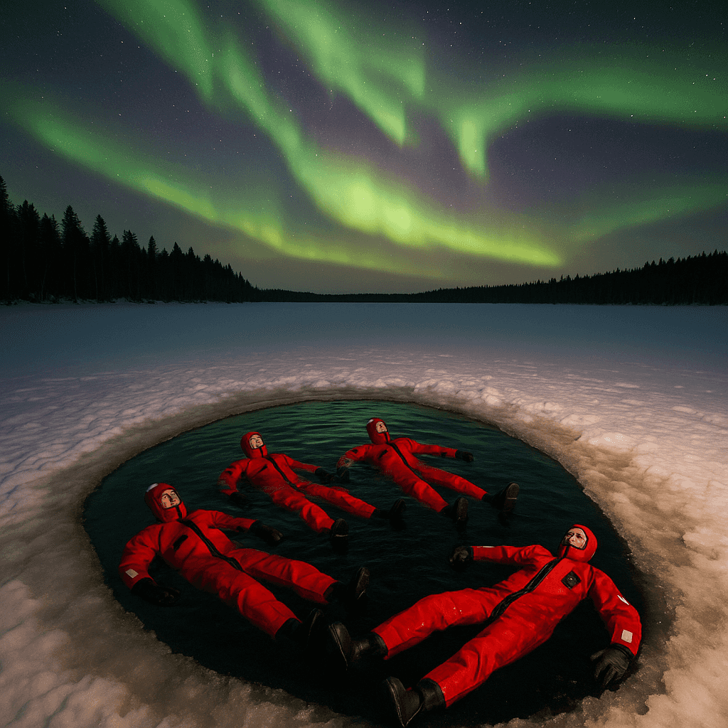 Ice Floating with Auroras