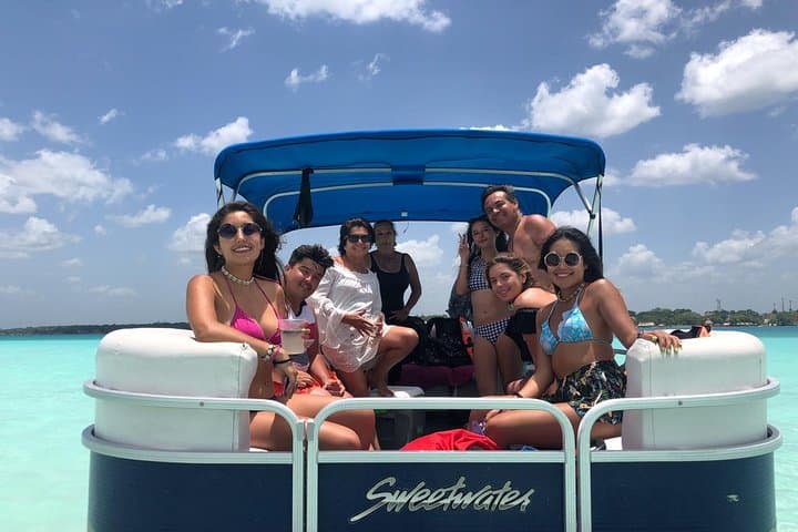 Bacalar Seven Color Lagoon Boat Adventure with Grill Option 