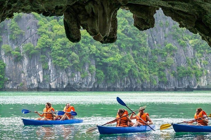 Halong Full Day Tour : Cruise, Kayak, Cave, Lunch, Beach & Island