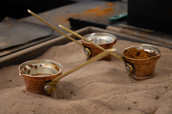 Traditional breakfast in markets with olive oil and honey tasting