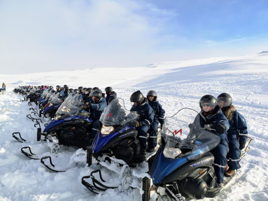 Langjokull Snowmobile Tour on Glacier and Laugaras Lagoon