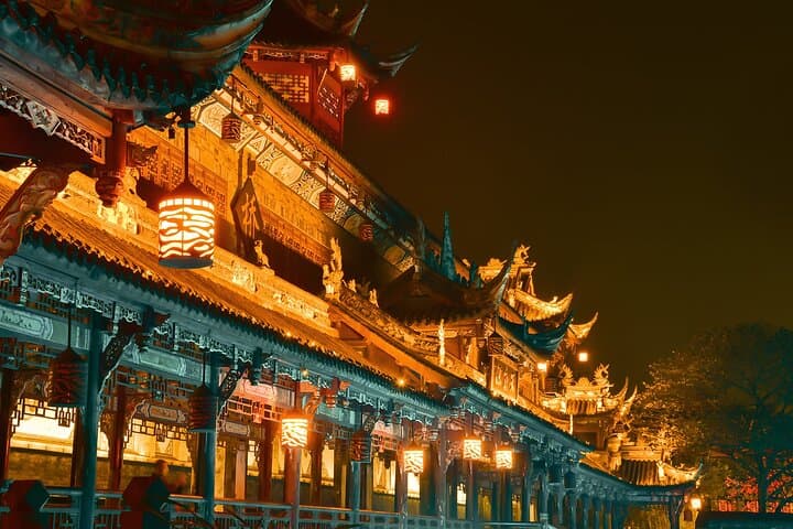 Dujiangyan Half Day Tour and Blue Tears Night View