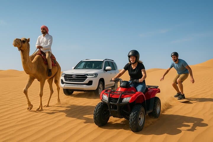 Short Desert Tour with Quad Bike Camel Ride Sandboard & Sunset