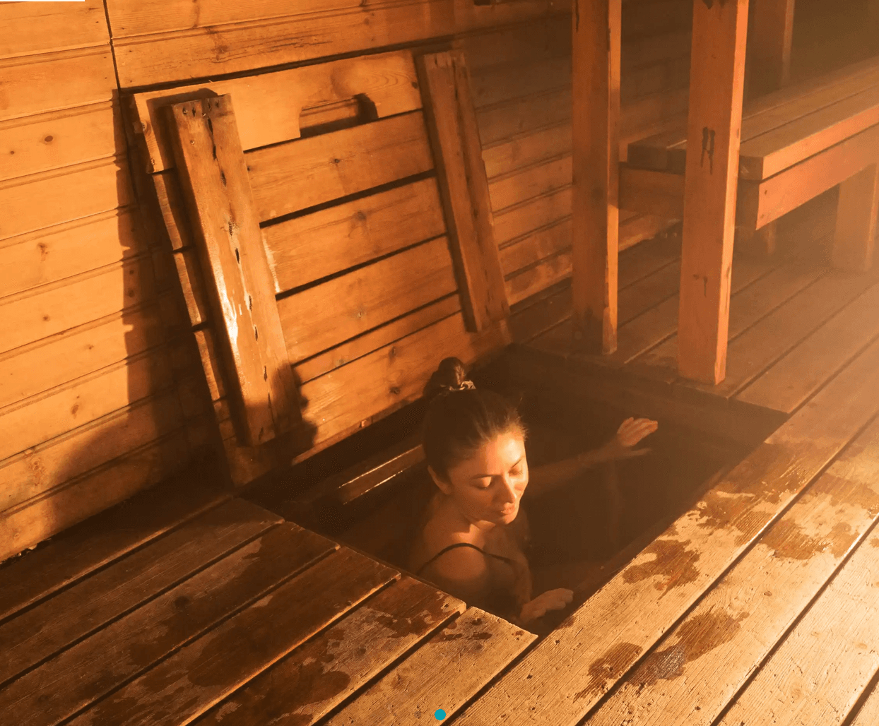 Wood-fired sauna with ice bath on the ice lake