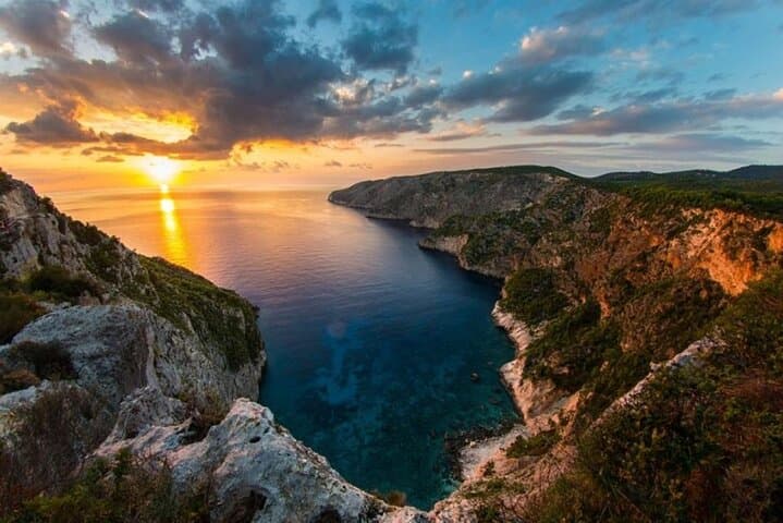 Zakynthos Sunset Tour with Greek night to Kampi