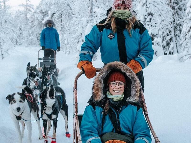 Santa's 2,5 km Husky Ride musher-driven at Santa Claus Village, Rovaniemi
