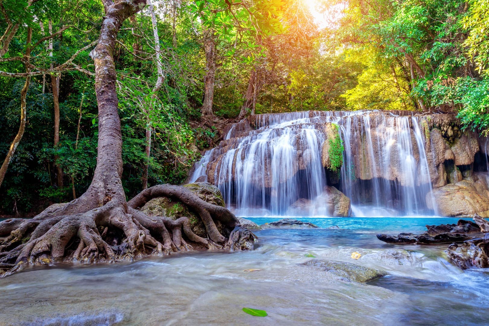 Floating & Railway markets & Erawan waterfall private tour from Bangkok [for travel agents]
