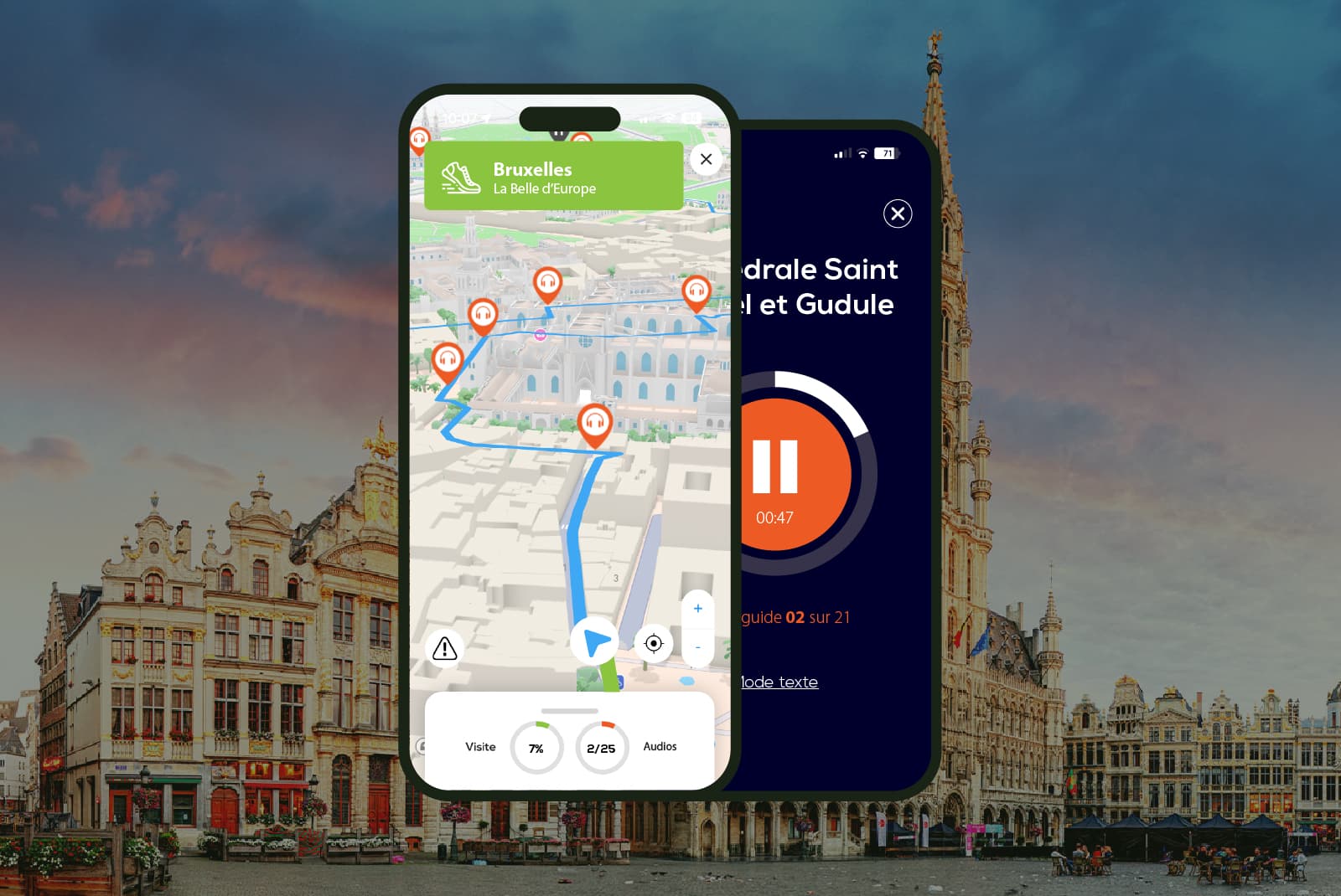 Bruxelles Visite audioguidée à pied 2h40 et 25 commentaires audios