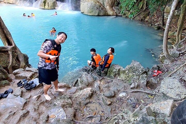 Floating and Railway Markets and Erawan Waterfall (Group Tour)