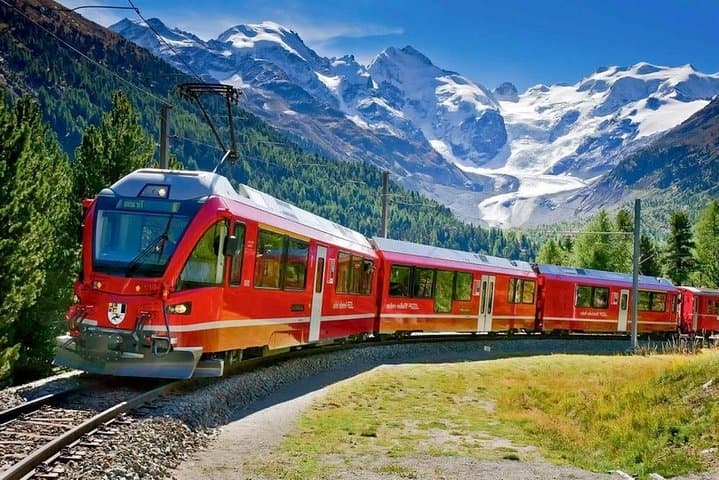 Bernina train and Swiss Alps private tour. Departure from Brescia & Desenzano