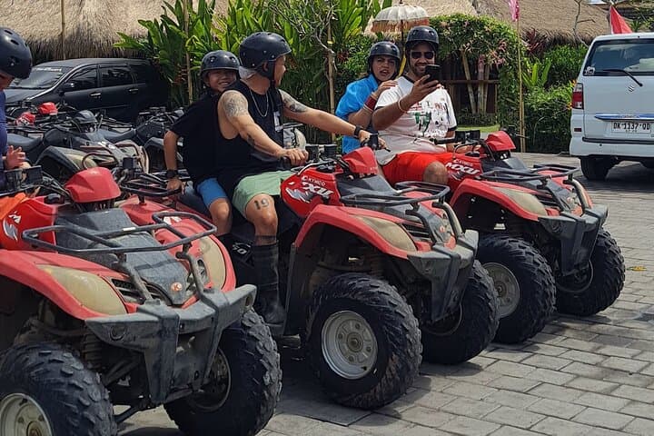 Bali ATV ride through river, tunnel, waterfall, cave and jungle