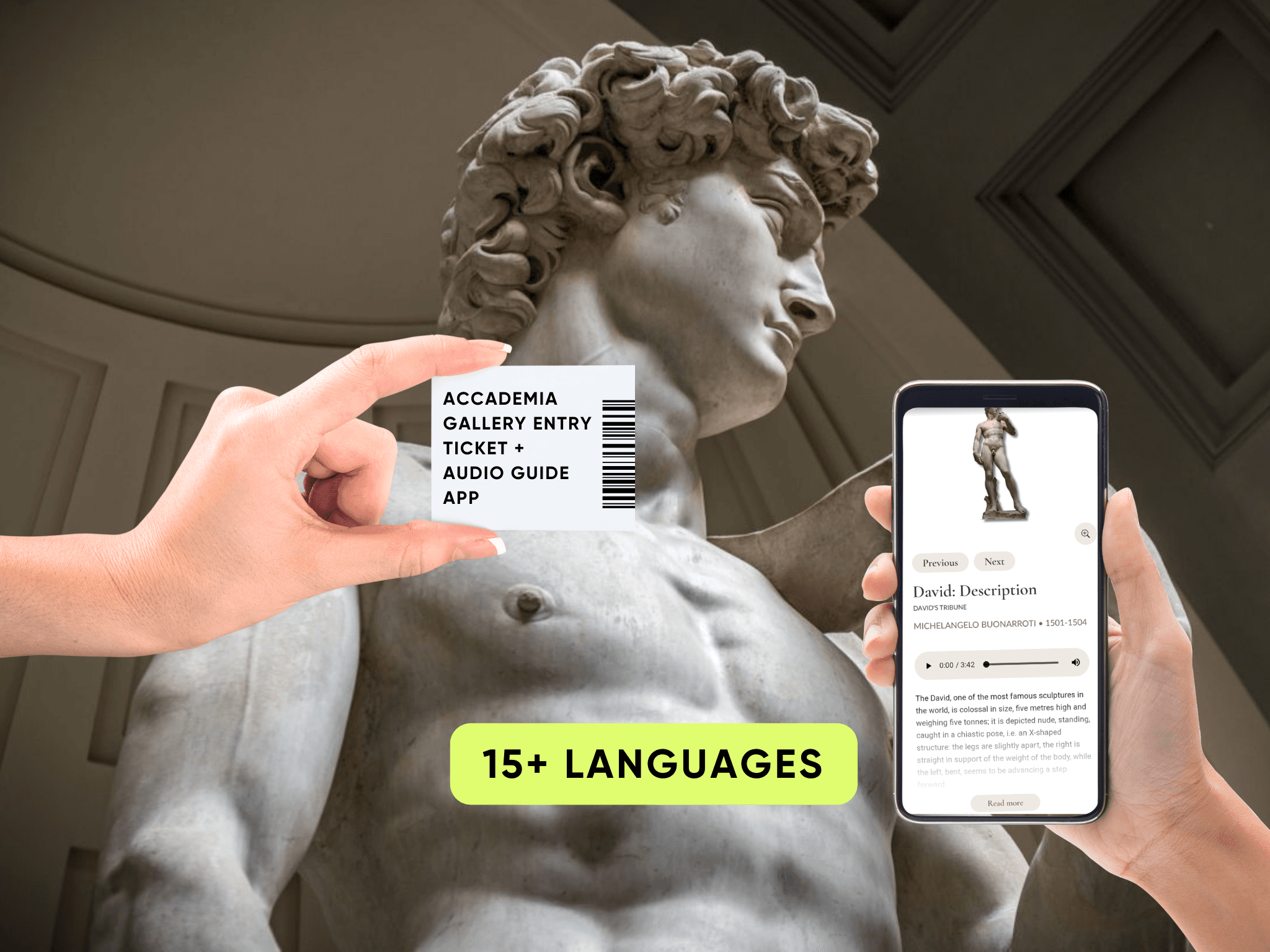 Florence: Accademia Gallery Entry Ticket & Multilingual Audio App