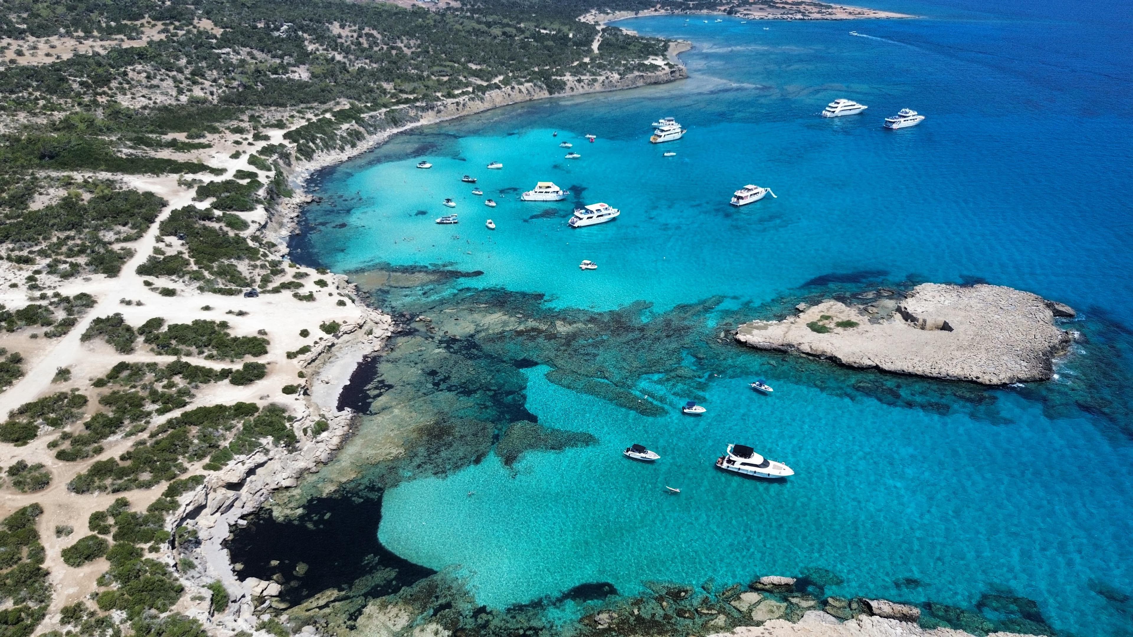 Tour by Bus & Boat from Paphos to Blue Lagoon (Akamas) with Waterslide