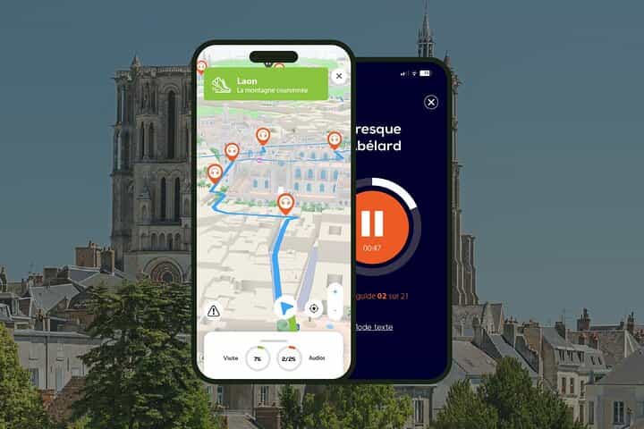 Laon: 1h40 audio guided walking tour and 15 audio commentaries