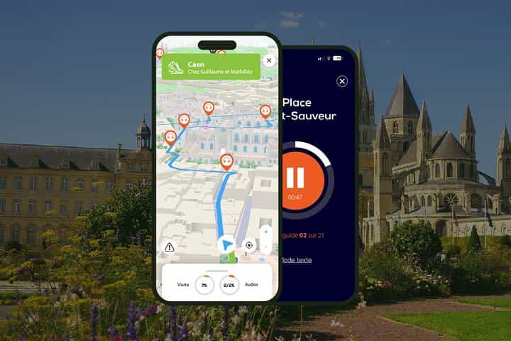 Caen: 1.5 hour and 50 minutes audio guided walking tour and 22 audio commentaries