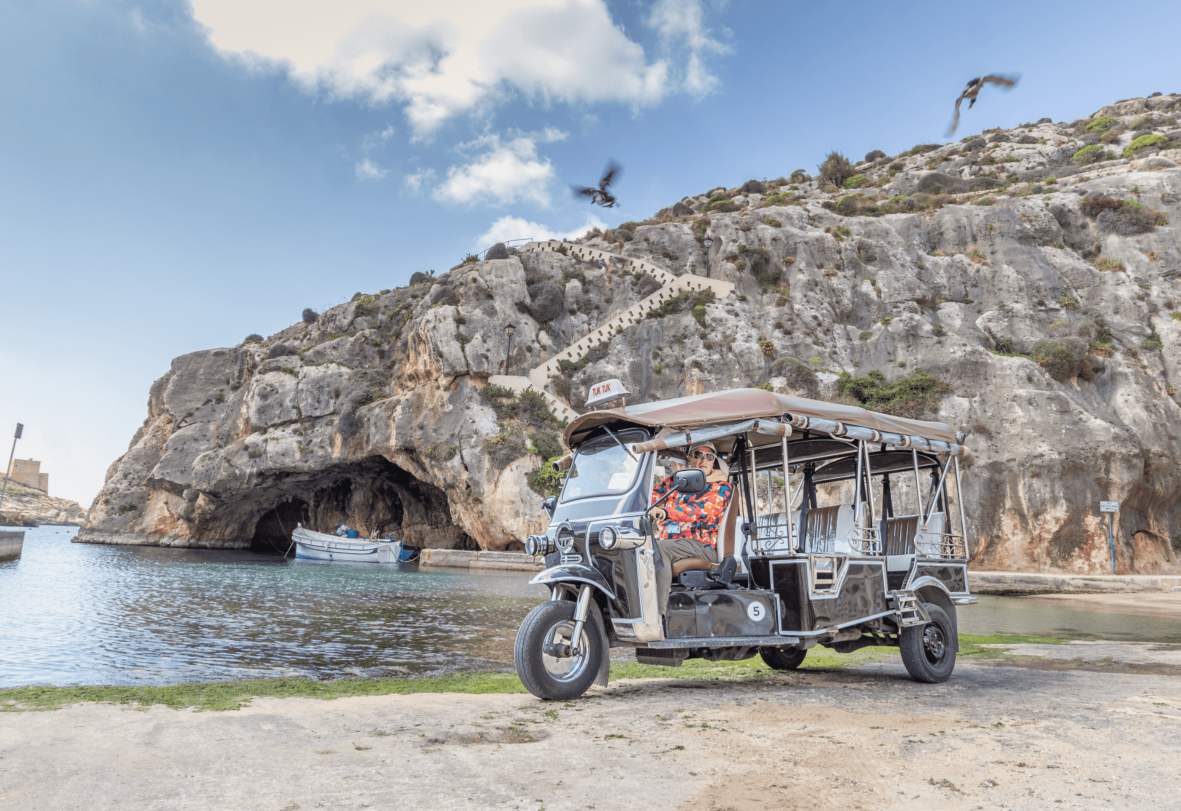 Gozo Tuk-Tuk Chauffeured Tour Including Comino Mini Cruise (Full Day)