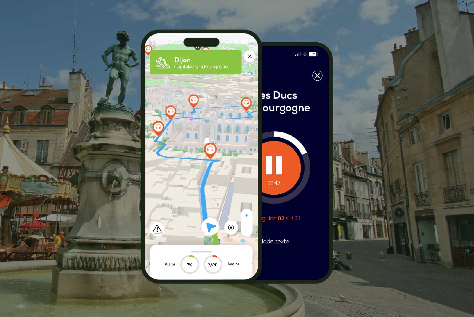 Dijon 1.5-hour audio guided walking tour and 24 audio commentaries