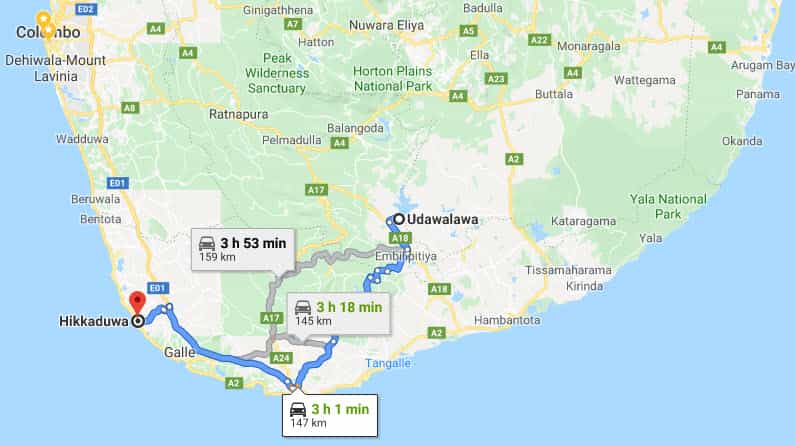 Udawalawe City to Hikkaduwa City Private Transfer