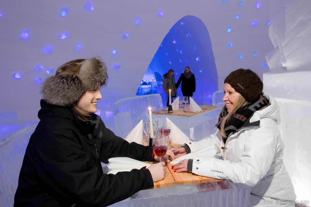 Visit to Lainio Snow village, dinner in ice restaurant