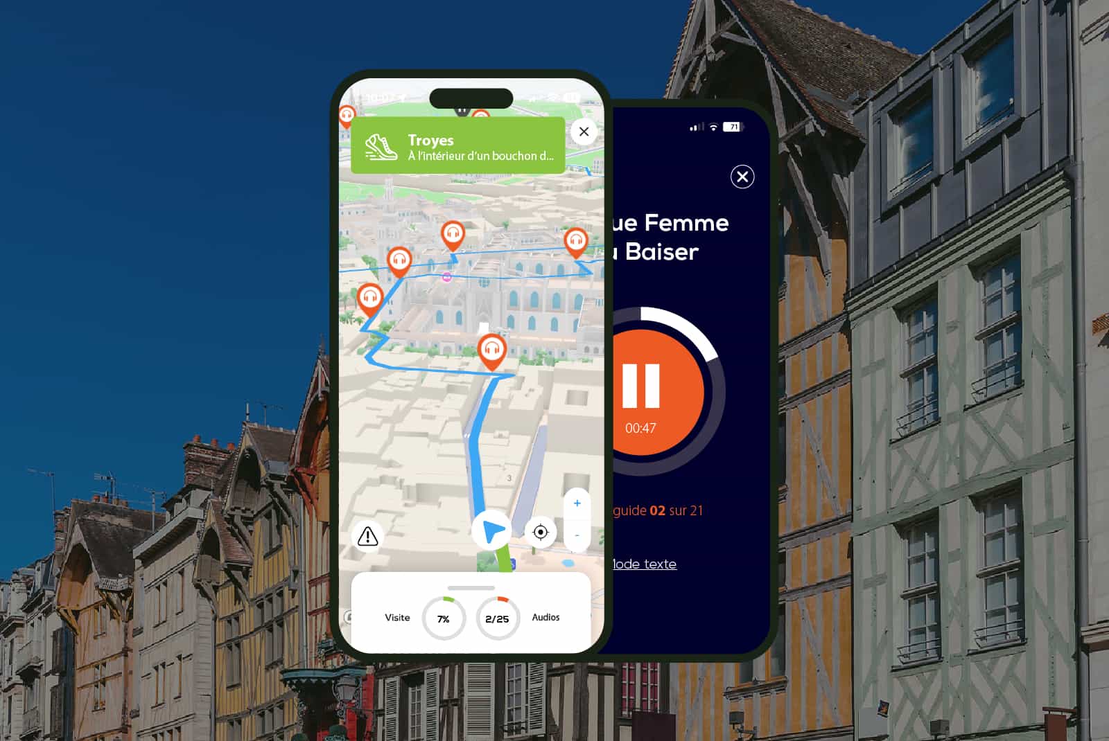 Troyes: Audio guided walking tour (1h40 - 25 audio comments)