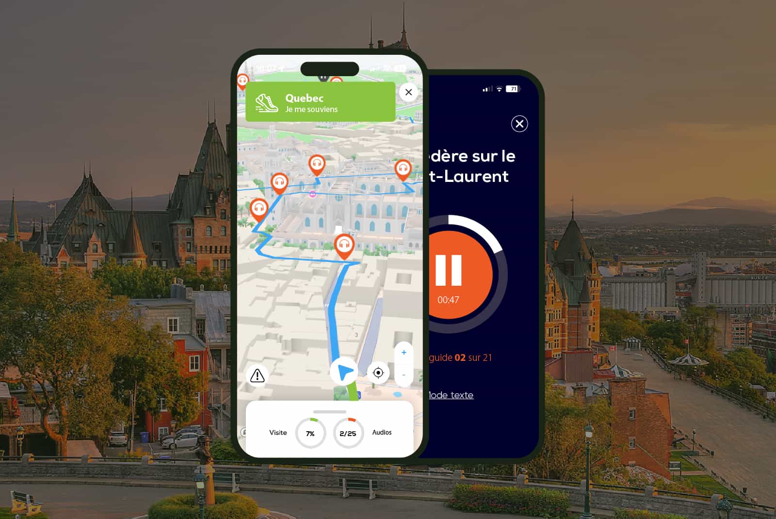 Quebec: 1h45 audio guided walking tour and 24 audio commentaries