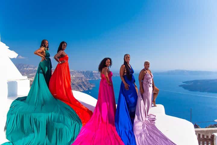 Private Professional Flying Dress Photo shoot Santorini