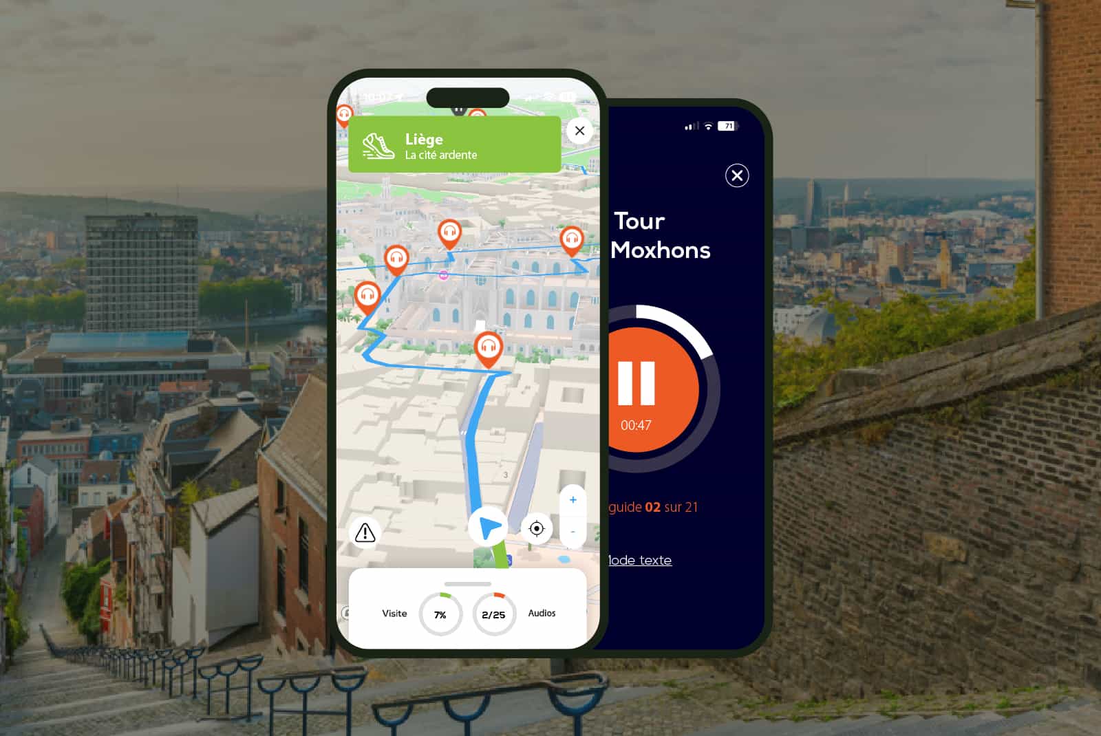 Liège: 2-hour audio guided walking tour and 24 audio commentaries