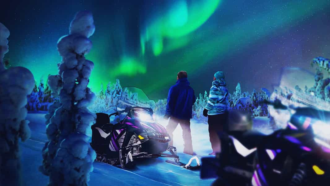 Northern lights electric snowmobile safari, Rovaniemi
