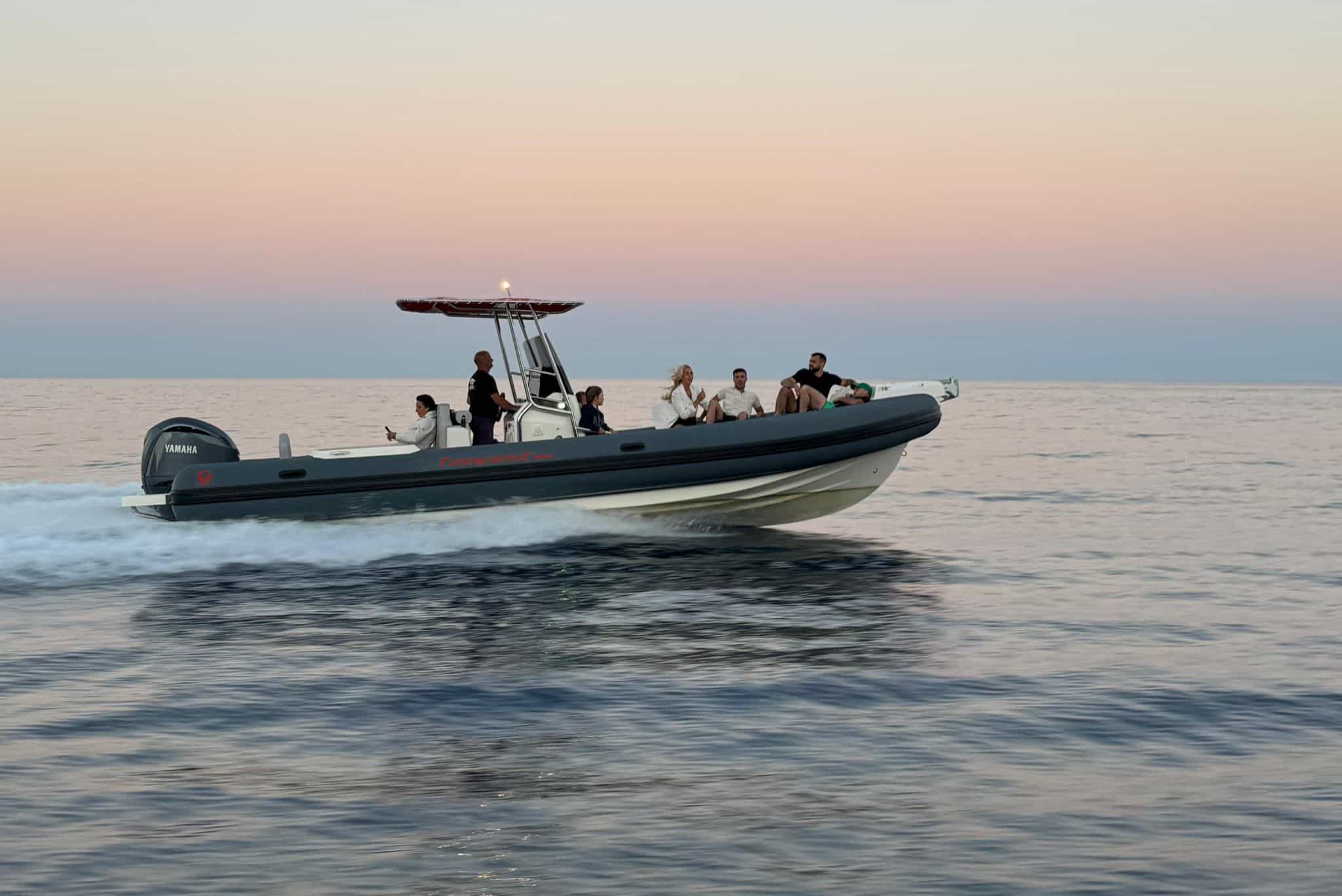 From Orosei: inflatable boat tour to Cala Luna with aperitif at sunset