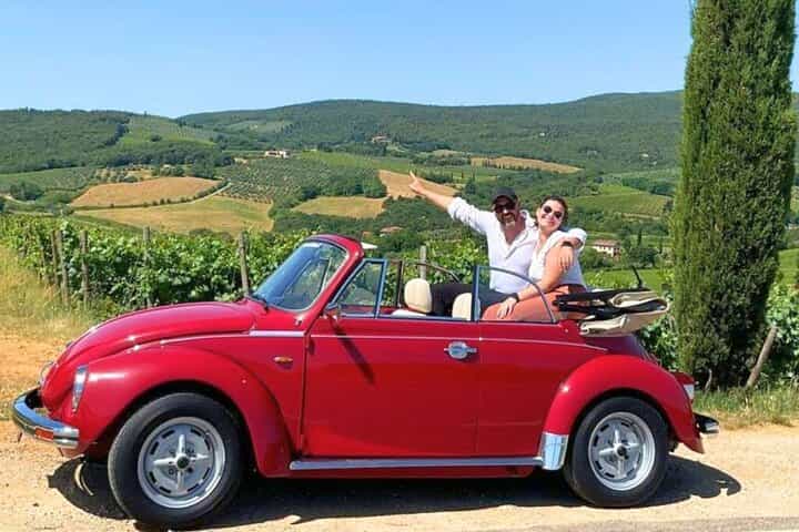 Tuscany Vintage Beetle Wine Tour with 2 Wineries, Tastings & Lunch