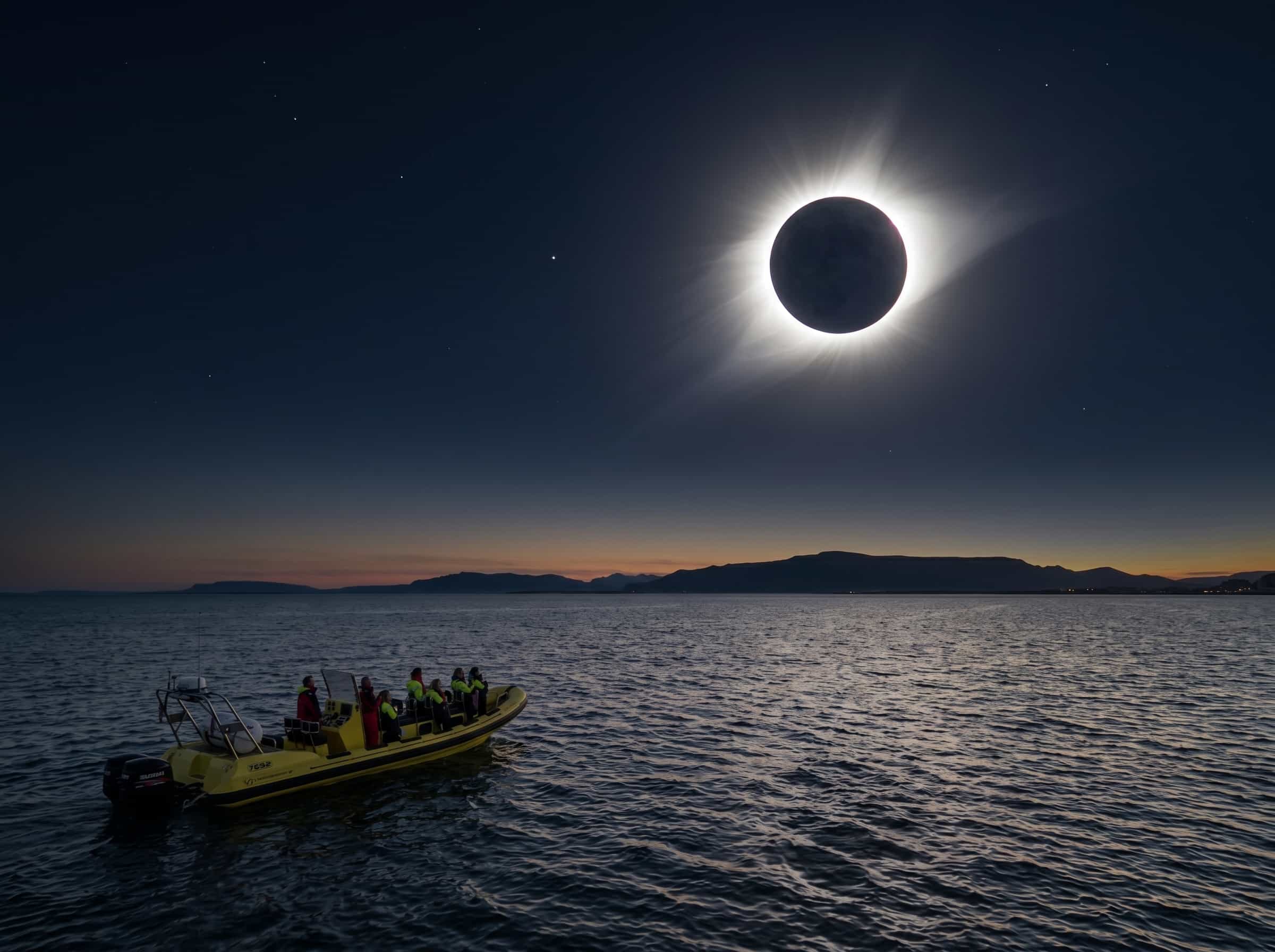 Solar Eclipse by RIB Speedboat from Reykjavík