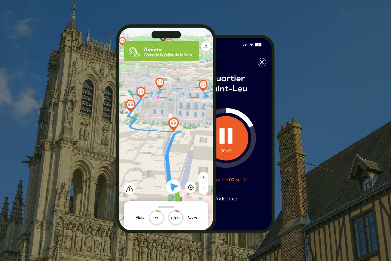 Amiens: 3.15 hours and 15 minutes audio guided walking tour and 27 audio comments